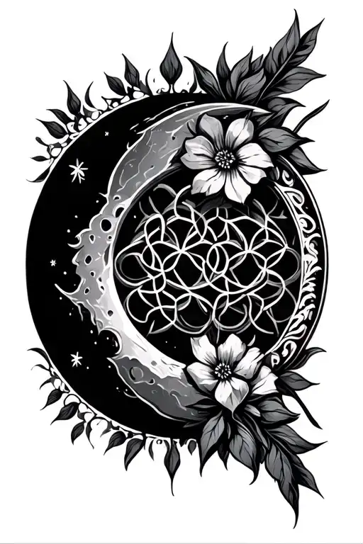 Moon Pantacle Flower Of Life Taurus
