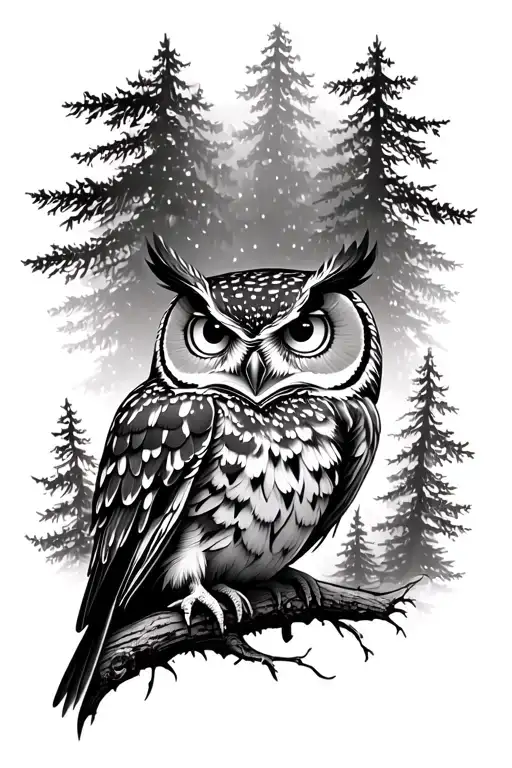 Owl Eyes Surrounded By Trees