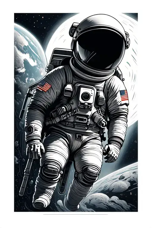 Astronaut Floating Floating In Space