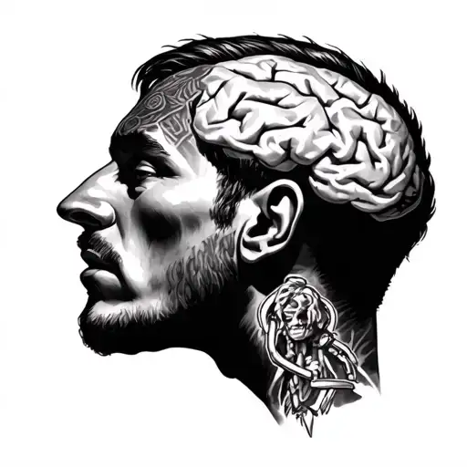 Tattoo Of A Man Overthinking Breaking His Own Mental Chains