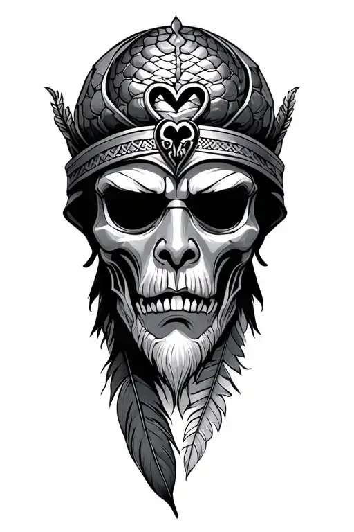 Head Of Anubes With Scale In Front With A Heart And A Feather