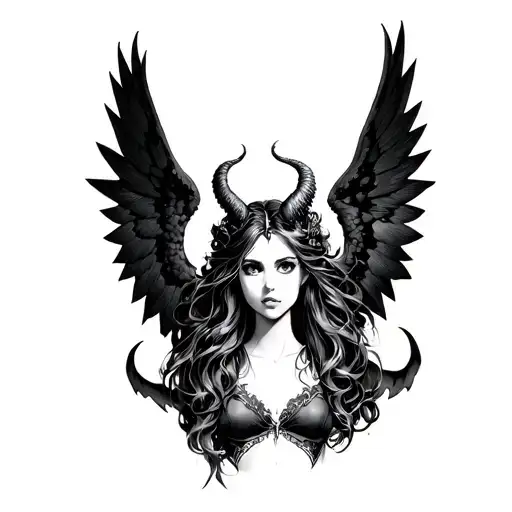 Dos Complet Ailed Ange Avec Demon Girl