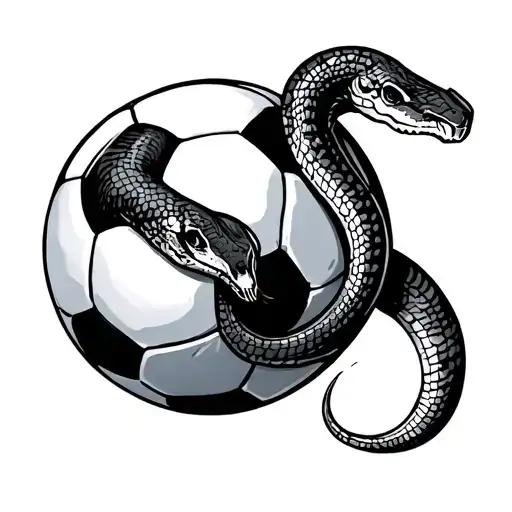 Soccer Ball With Snake Wrapped