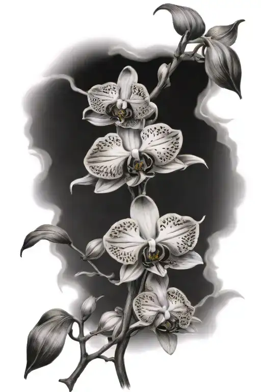 Orchids Wrapping Up Around Two Edged Sword