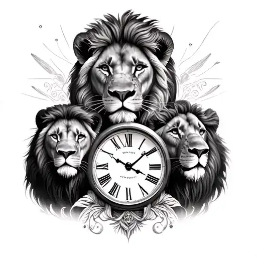 Forearm With Clock For 2 Children Celia And Myla With Lions