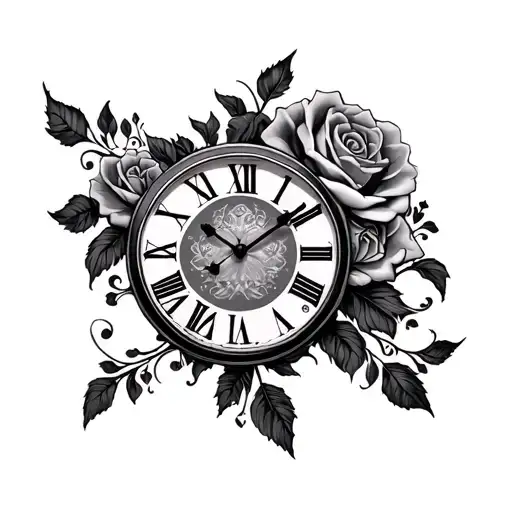Jaxon Roses Ornamental Waves Clock