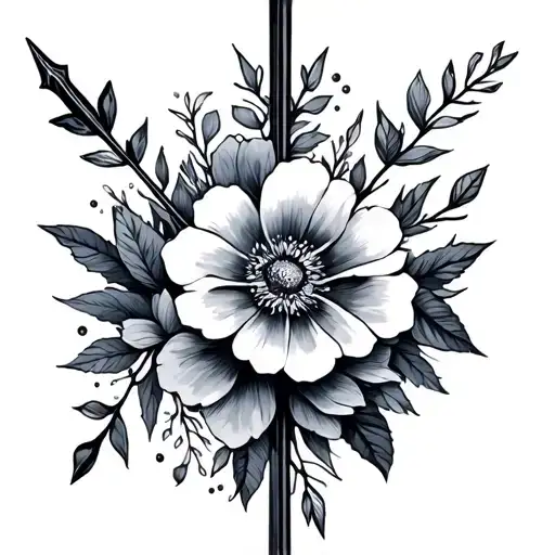 Constellation Sagittarius Arrow With Flowers