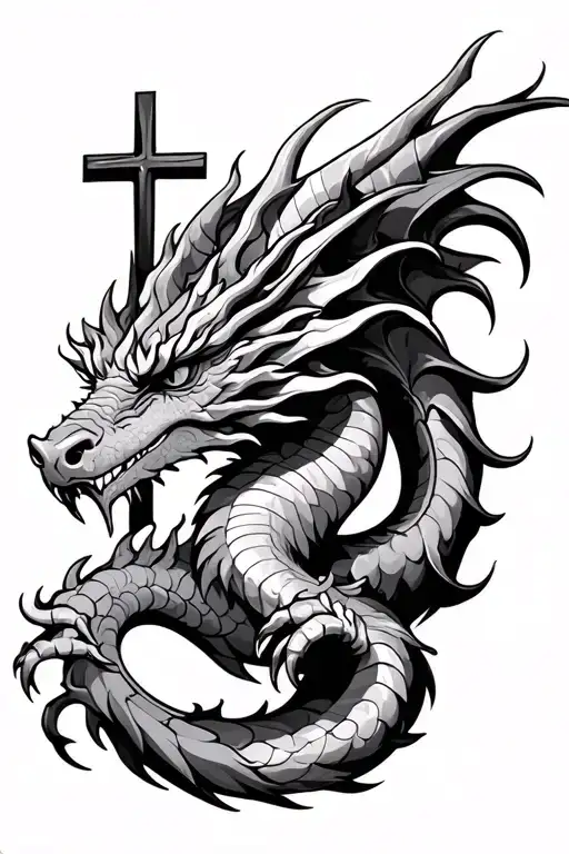 Dragon And Christian Cross