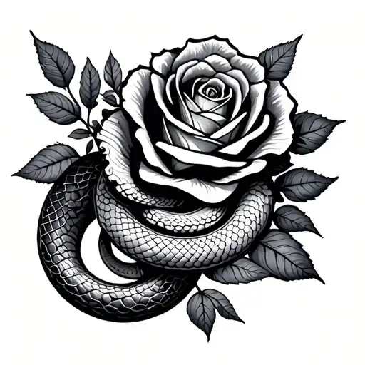 Snake Leafs And Rose