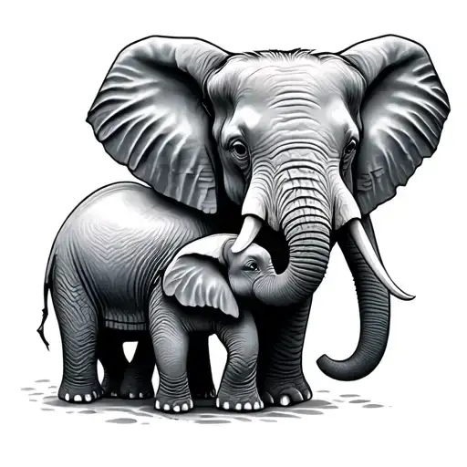 Mom And Baby Elephant Protection