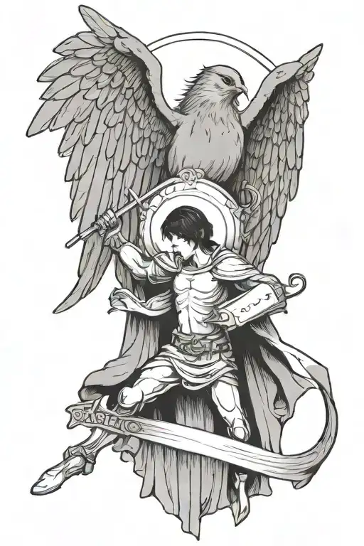 A Simple Angel And A Robin Bird Holding A Banner Between Them