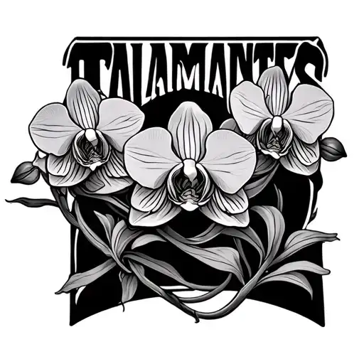 The Word Talamantes With Orchids Intertwined