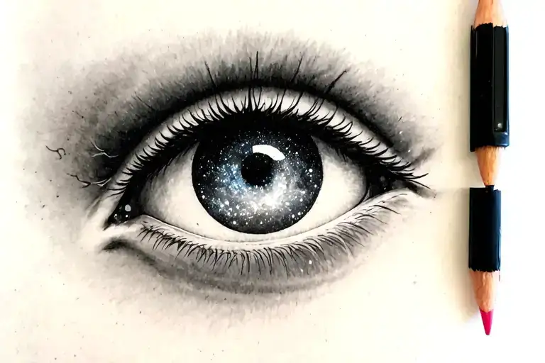 One Eyed Young Girl With Galaxy Eye