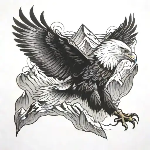 Mountains And Eagle Soaring