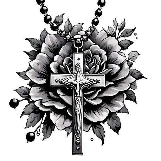 Rosary With Cross Necklace