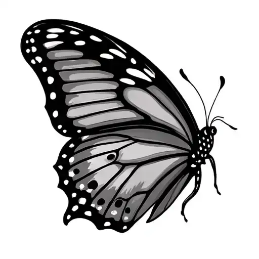 Butterfly With Half Moon Wing Left One