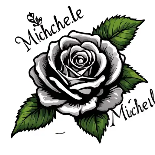 Irish Rose Tattoo With Claddagh And Name Michele
