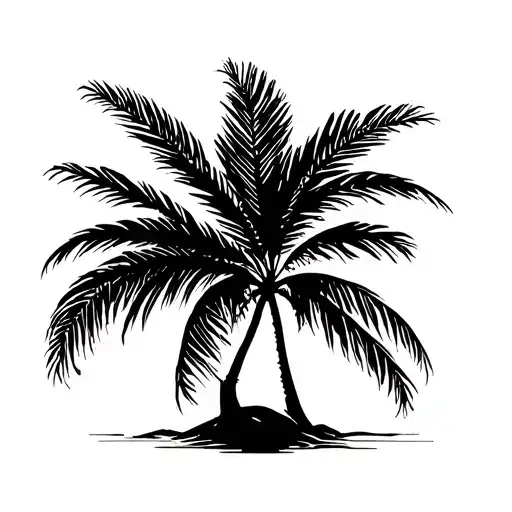 Areca And Coconut Tree Silhouette