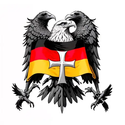 Eagle With German Flag And Cross
