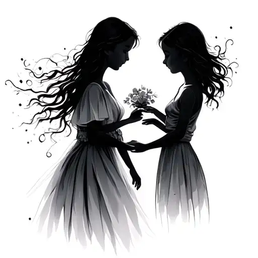 Mother And Children Silhouette Holding