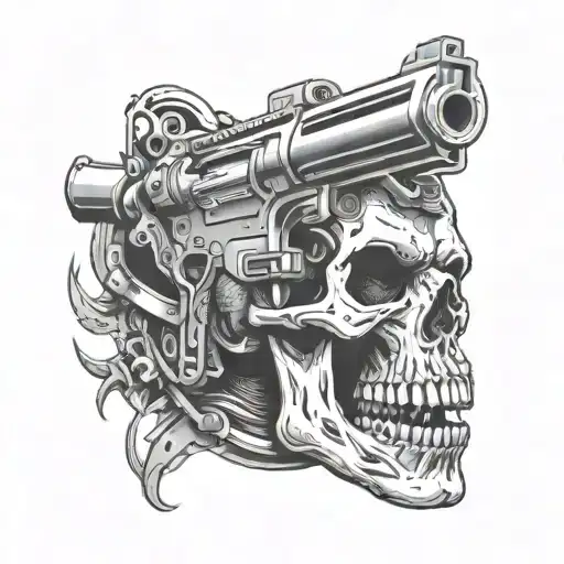 Skull Gun In Mouth