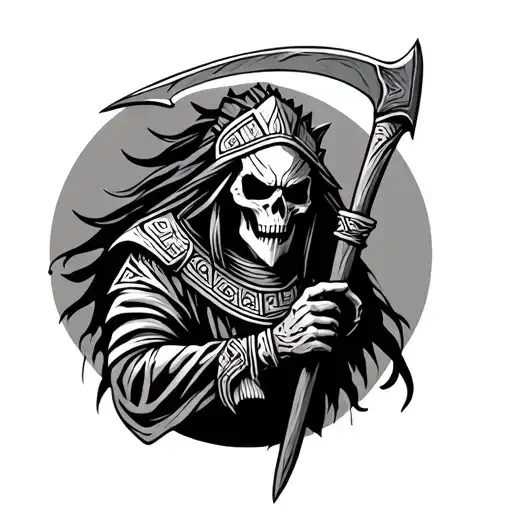 Aztec Reaper Holding A Scythe