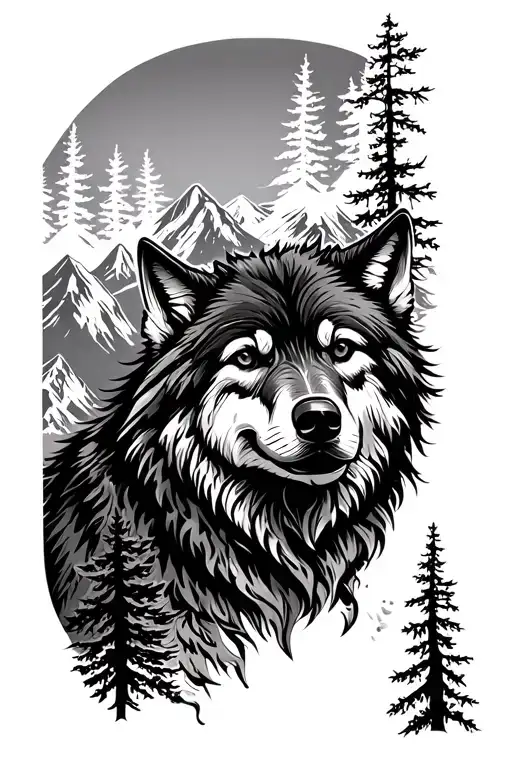 Tribal Wolf Mountains Trees Forearm