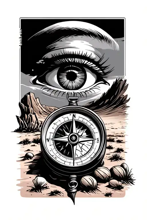Desert Landscape With Compass And Providence Eye