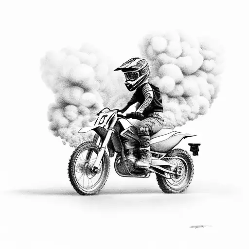 A Portrait Of Your Son Parker Riding A Dirtbike Surrounded By Smoke