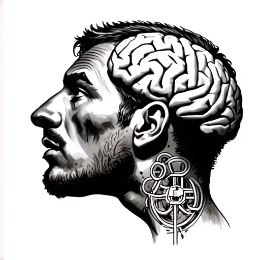 Tattoo Of A Man With A Brain Overthinking Breaking His Own Mental Chains