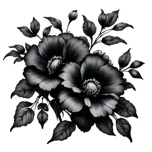 Black Flowers Blooming