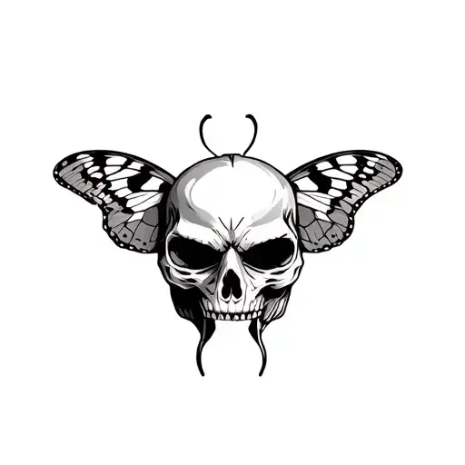 Sphinx Skull Butterfly Tattoo