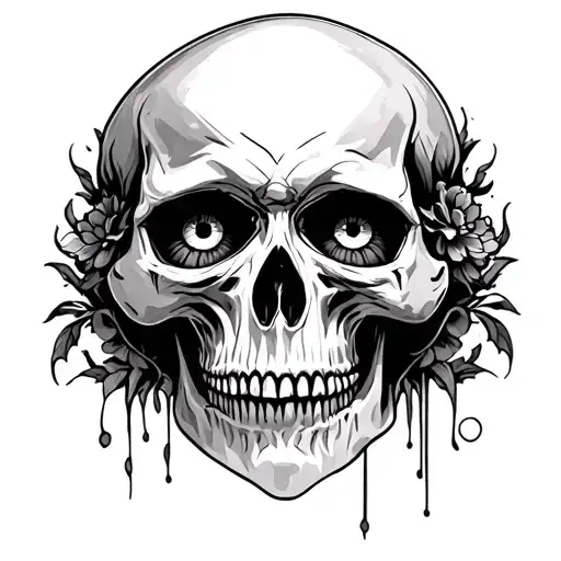 Skull With Faces In Each Eye Tattoo