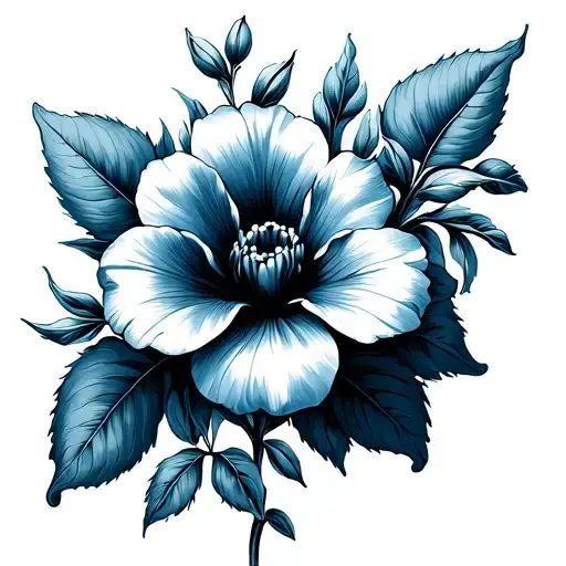 Blue Bell Flower Angles To The Right Black And White Growing Outline