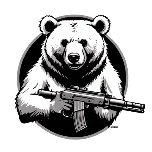 Bear Holding Ak 47 Rifle