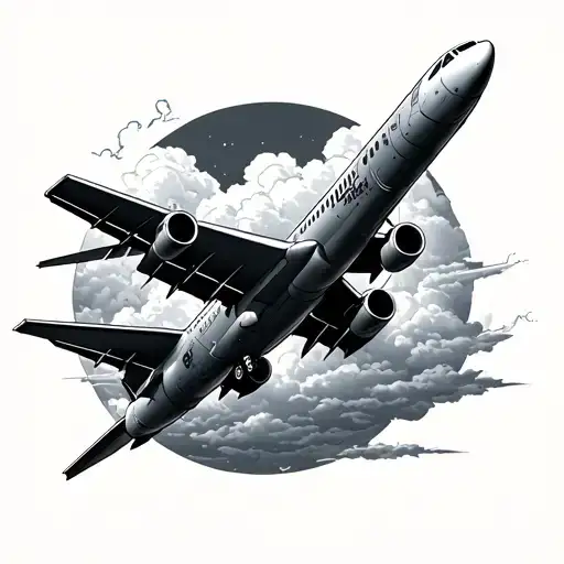 Airplane Taking Off To Clouds