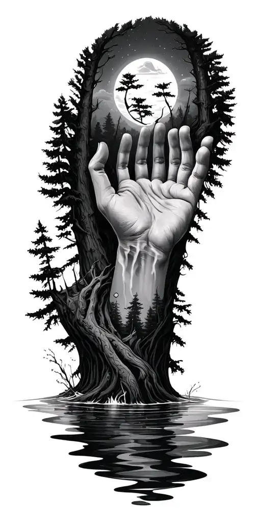 Water And Woods Outstretched Hand Offering Help