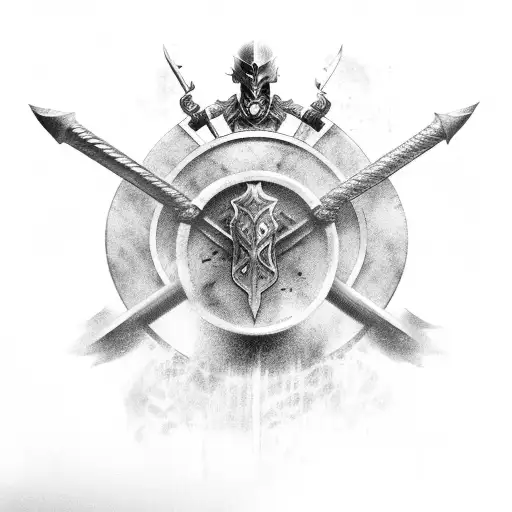 Black Rose And Sparta Helmet And A Sword