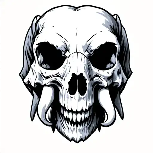 Mammoth Head Holding Skull Tattoo