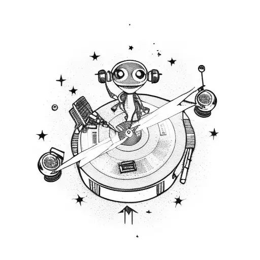 An Alien Dj Spinning Records Under A Starlit Sky