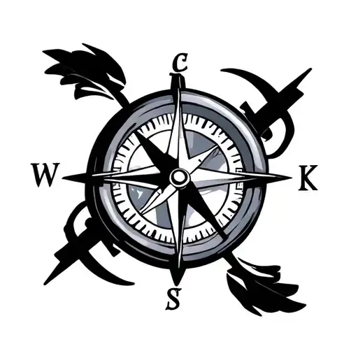A Simple Tattoo With C L K And B In It And Something With A Compass