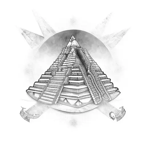 Mayan Tribal Pyramids Chest Piece