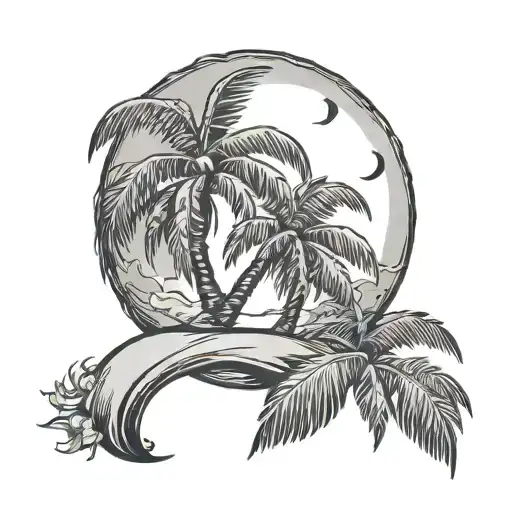 Palm Tree Crescent Moon