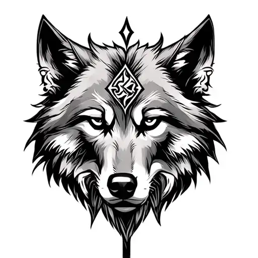 Nordic With Wolf And Viking Symbols