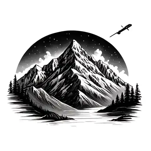 Key Mountain Tattoo Design
