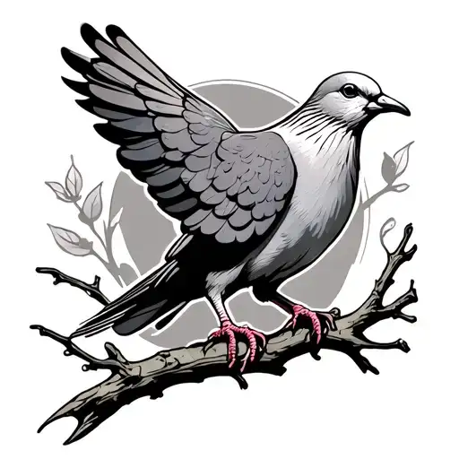 Masculine Dove On Branch
