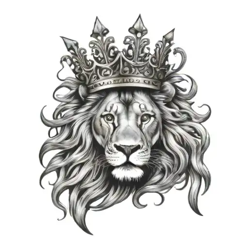 Lion With A Crown Made Of Root Tree