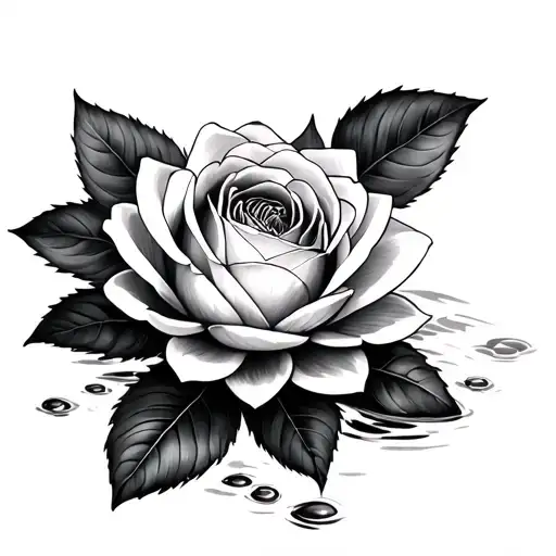 Rose And Water Lily Together Symbolizing The Client's Love