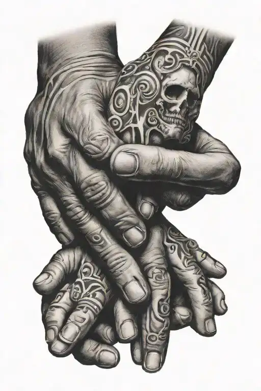 Father Son Of Hands Holding