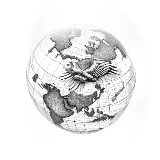 Design An Eagle Flying Over A Globe To Symbolize Your Love For Travel And Nature